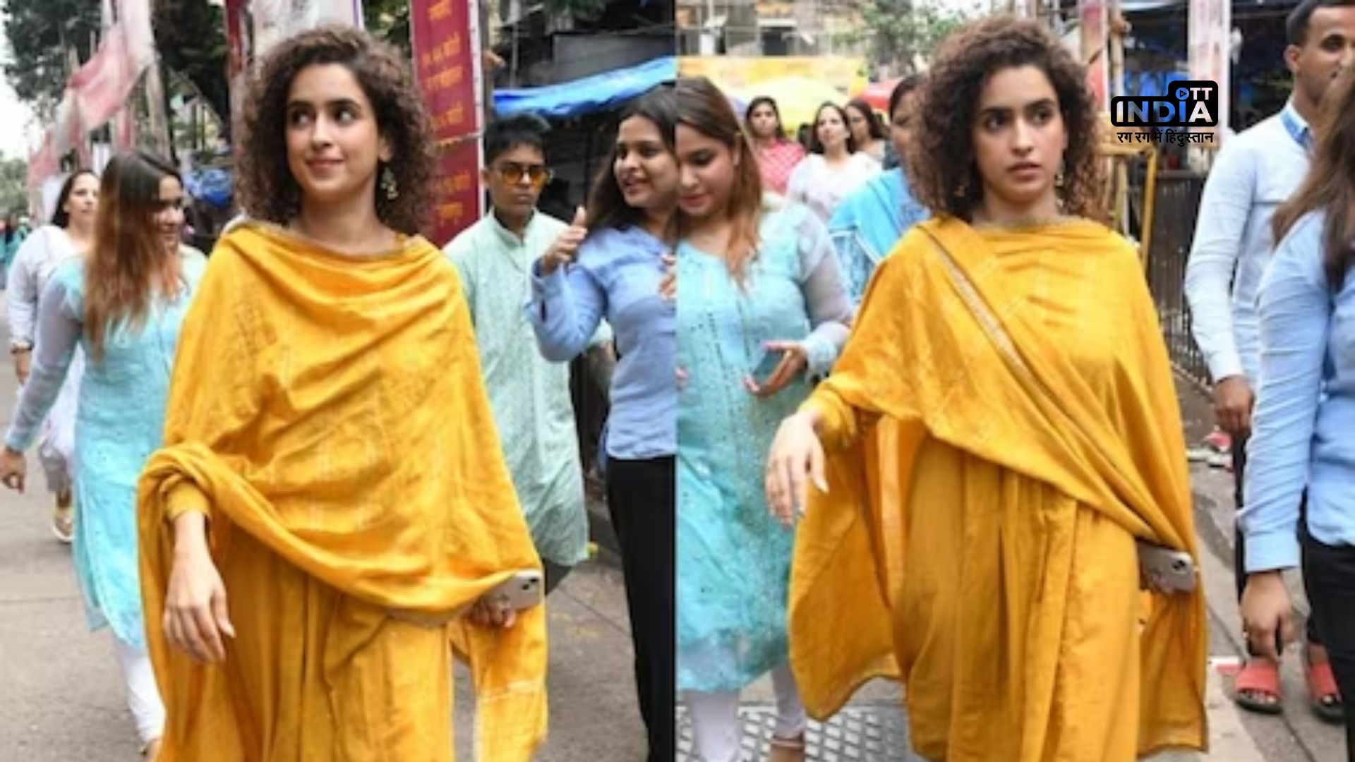 Shah Rukh Khan के बाद, Sanya Malhotra ​​पहुँची लालबागचा राजा गणेश जी के दर्शन करने, देखें तस्वीरें...