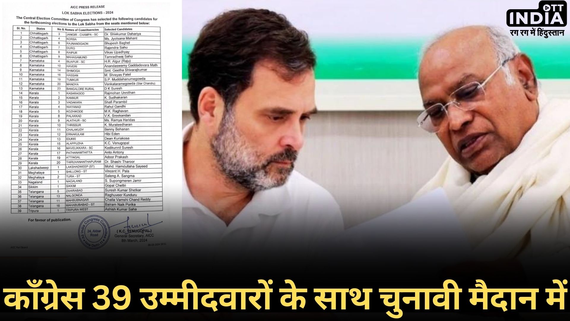 CONGRESS LOKSBHA2024 LIST: कांग्रेस पार्टी की पहली सूची घोषित, पहली लिस्ट में ये है खास बात, राहुल की सीट पक्की...