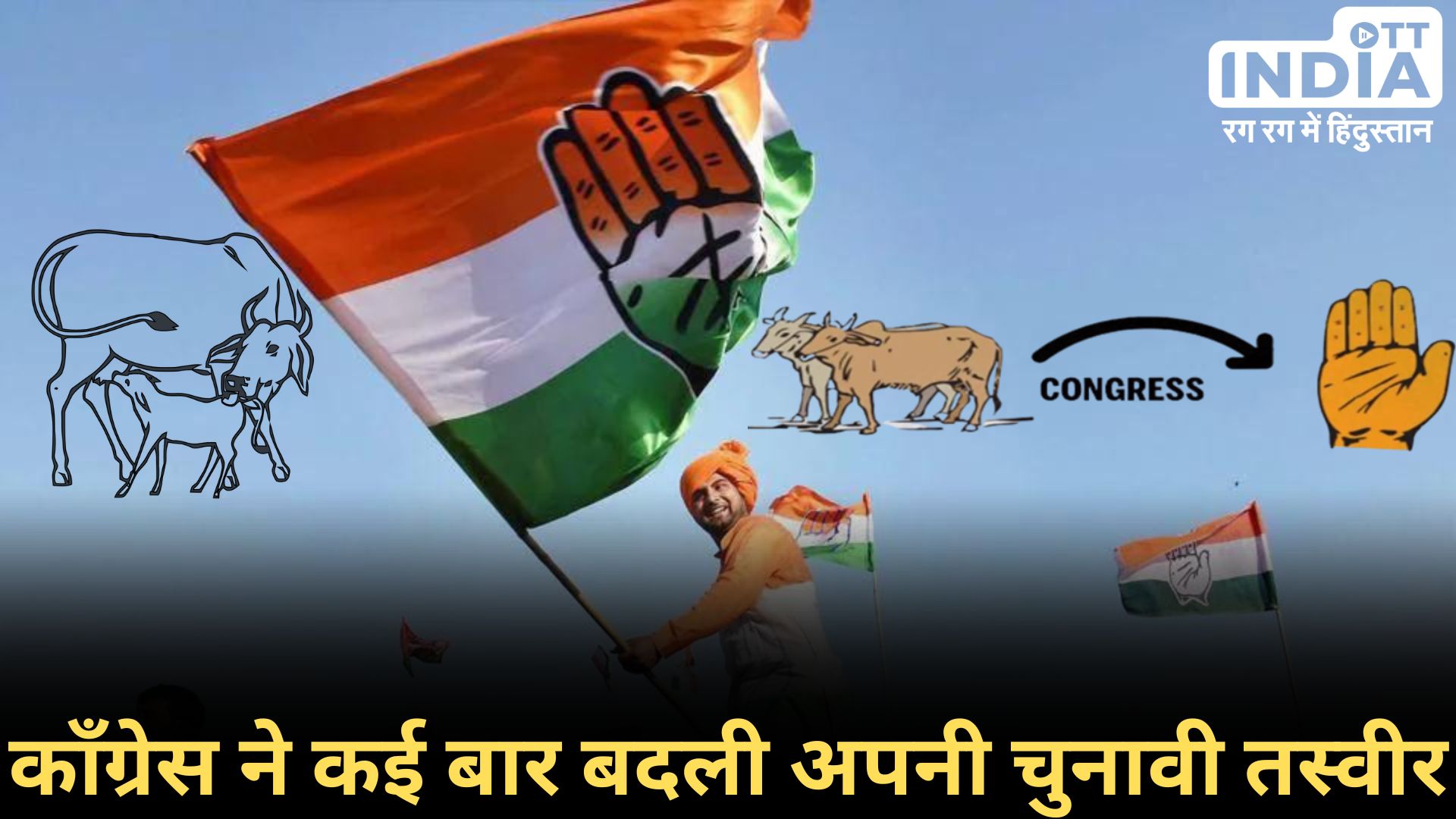 CONGRESS LOGO HISTORY: काँग्रेस ने कई बार बदला चिन्ह, दो बैलों से हाथ तक का पूरा सफर...