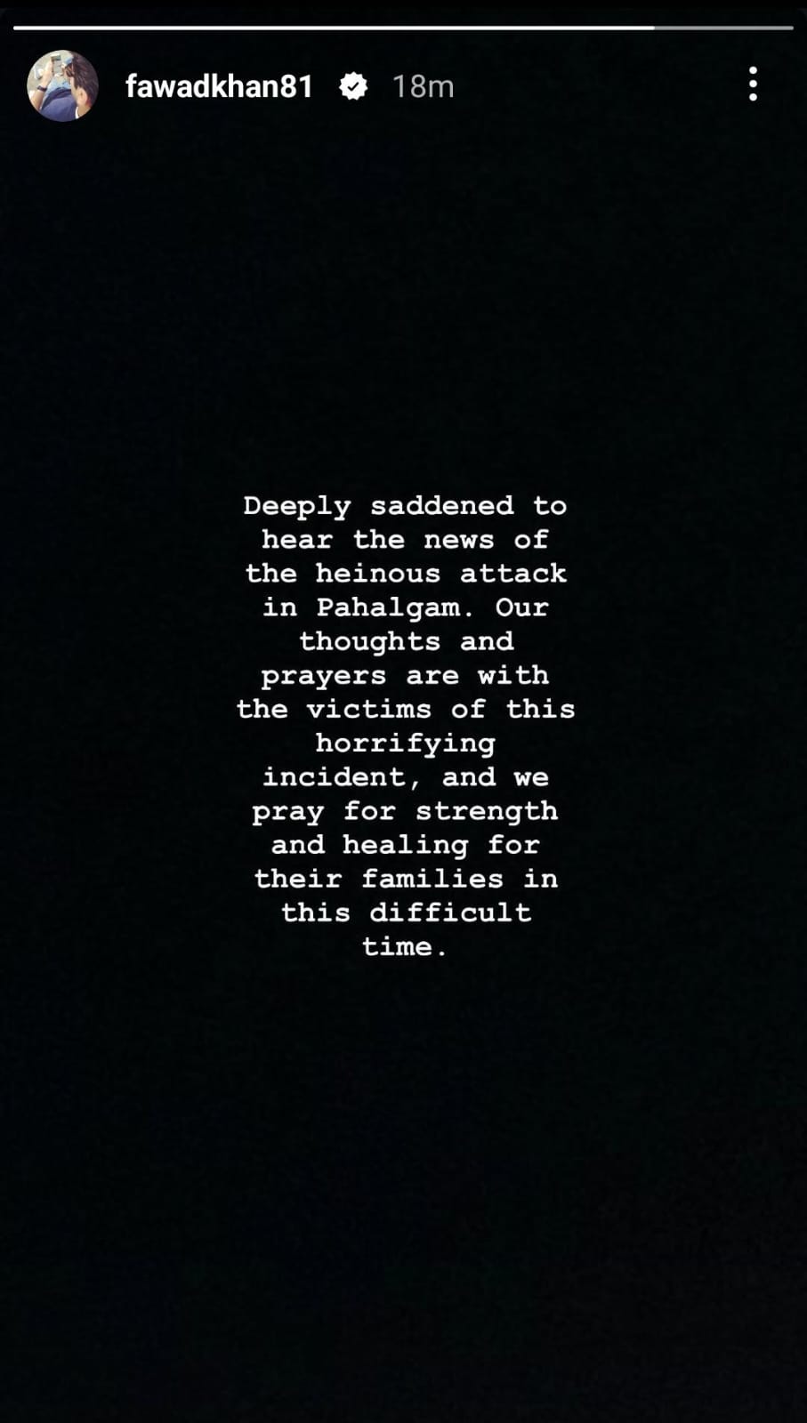 Fawad's Insta story.