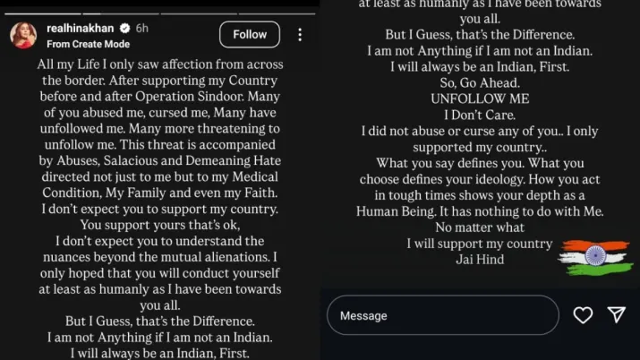 India Tv - Hina Khan's Instagram story