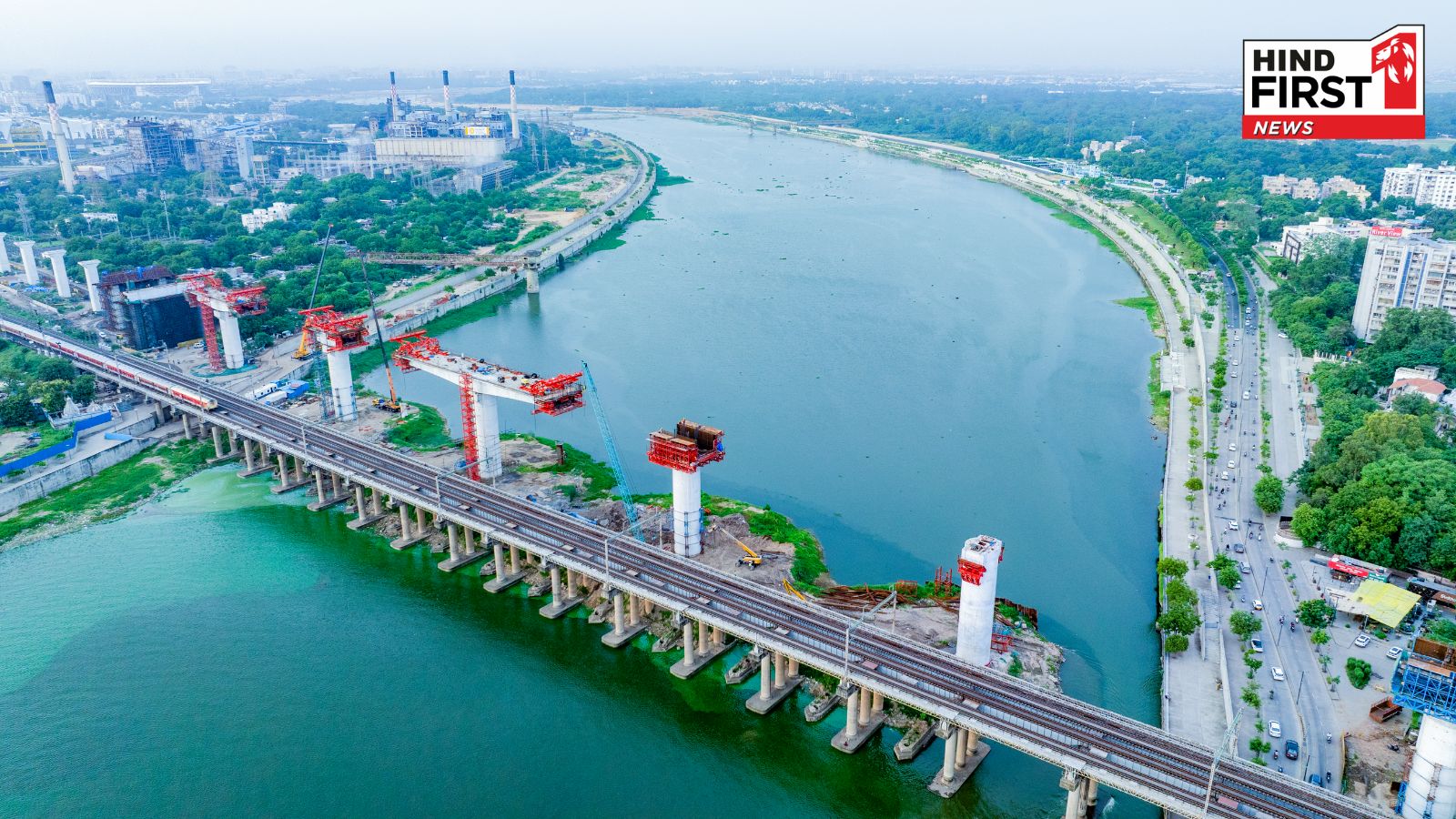 Mumbai-Ahmedabad Bullet Train Project : साबरमती नदी पर 12 मंजिला इमारत के बराबर 36 मीटर ऊँचे पुल का निर्माण